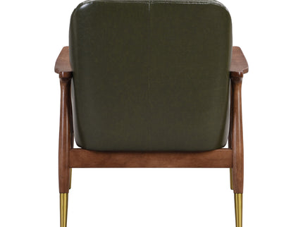 Mid - Century Accent Chair With Cushioned Seat, Brass Tipped Legs