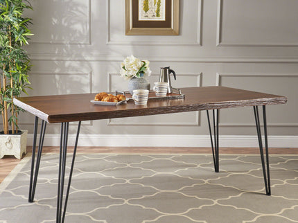 Modern Industrial Faux Live Edge Dining Table With Hairpin Legs - Natural