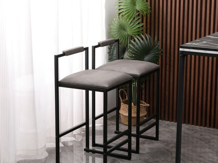 Elegant Bar Stool Set With Backrest And Footrest, Counter Height (Set of 2)