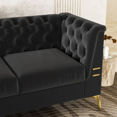 Luxurious Sofa With Legs, Modern Chesterfield Design, Tufted Upholstery, 3 Seat Couch For Living Room And Office
