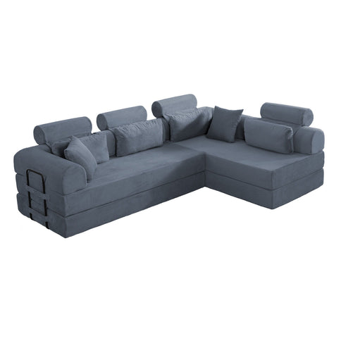 Modern L-Shape Modular Sectional Sofa, Compressed Design