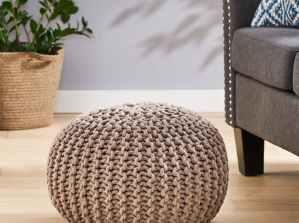Moro - Knitted Round Pouf With Pumpkin Shape
