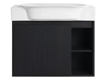 28" Wall Mounted Bathroom Vanity With Sink & Soft Close Door - Black Chestnut