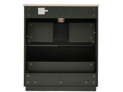 Fluted Bathroom Vanity With Ceramic Sink, Soft Close Slides