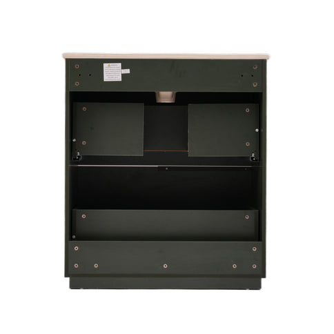 Fluted Bathroom Vanity With Ceramic Sink, Soft Close Slides