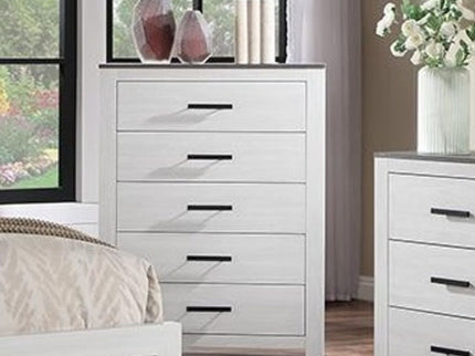 1 Piece Chest 2 Tone Sleek Bar Bedroom Furniture - White