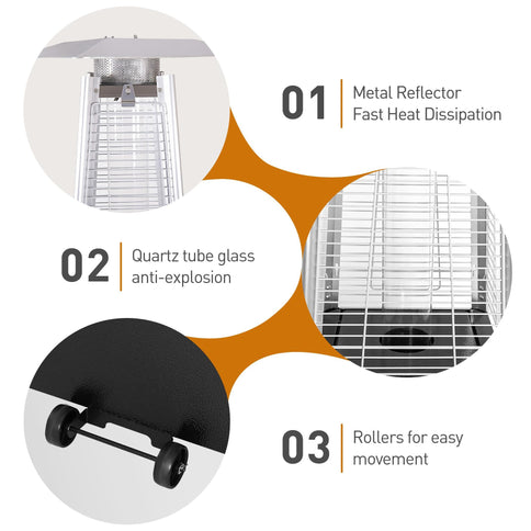 Patio Heater With Detachable Wheels, Protective Cover