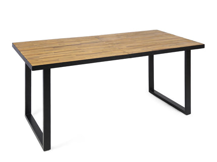 Outdoor Dining Table With U Shape Legs And Slat Top Table - Teak