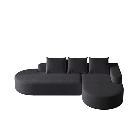 Modern Curved Sofa, L-Shaped Modular Sectional Set With 3 Pillows