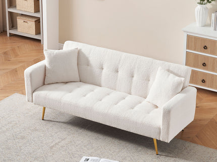 Teddy Fleece Sofa Bed With Luxurious Throw Pillows