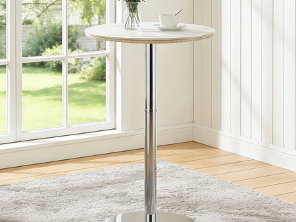 Circular Bar Table - White / Silver