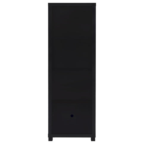 Sandl - 3 Shelf Media Tower With Cabinet Storage Solution - Black