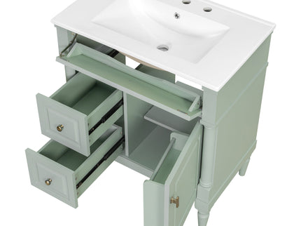 Modern Bathroom Vanity With Sink, Freestanding Cabinet With Flip Drawer & Adjustable Shelf