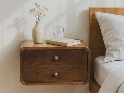 Curved Wall Mounted Bedside Nightstand