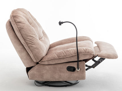 Modern Swivel Gliding Recliner Chair With Rocking Function And Phone Holder, Large Comfortable