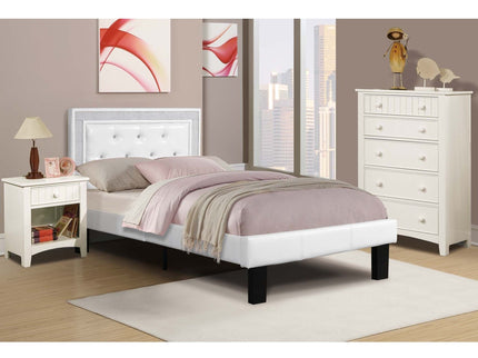 Glamours Style Bed With Diamond Tufted Padded Headboard
