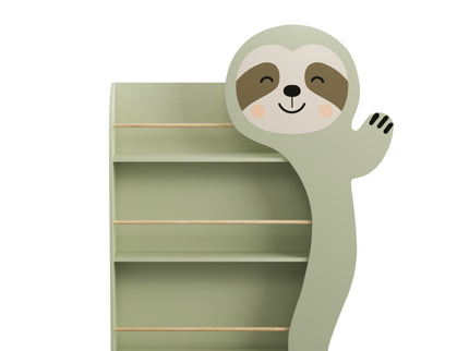 Sloth Bookshelf, Front Facing Toddler Book Display Rack With 3 Tiers, Cute Animal Design - Sage Green