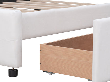 Upholstered Platform Bed With Classic Headboard And Drawers, No Box Spring Needed