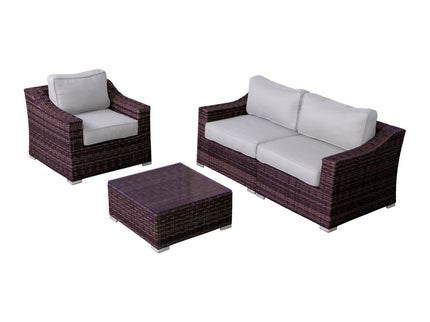 Outdoor Wicker Conversation Set With Cushions, All Weather
