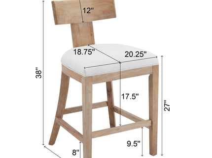Upholstered Counter Height Bar Stools With Solid Rubber Wood Frame (Set of 2)