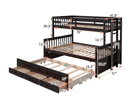 Bunk Bed With Twin Size Trundle And Drawers