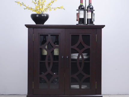 Modern Sideboard With Tempered Glass Doors - Ox Blood Red
