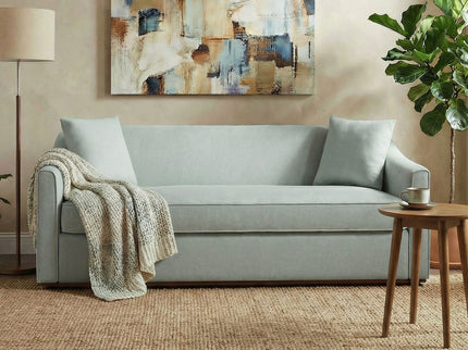 3 Seater Sofa With Wrap Around Armrests And Throw Pillows