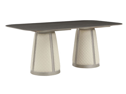 Kasa - Sintered Stone Top Dining Table - Stone Gray / Champagne