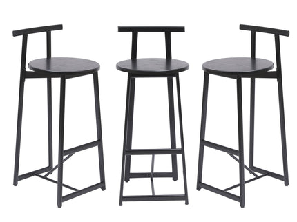 Modern Bar Stools With Backrest For Kitchen (Set of 3)