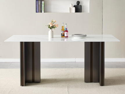 Rectangular Dining Table - Gray / White