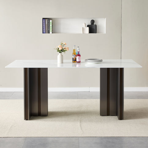 Rectangular Dining Table - Gray / White