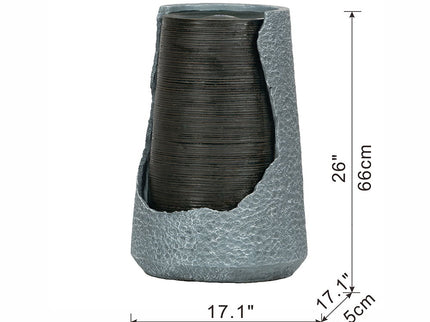 Indoor Outdoor Water Fountain, Unique Broken Urn Fountain Chic Dynamic Modern Design With Light For Garden