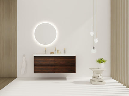 Modern Floating Bathroom Vanity With Dual Resin Sink, Soft Close Drawers