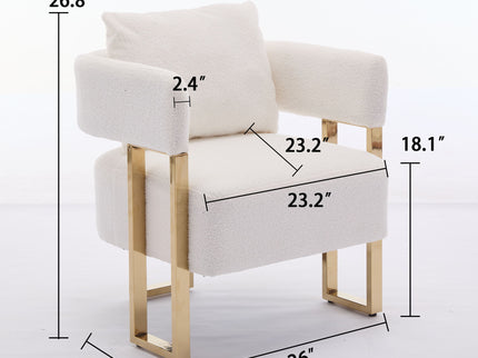 Modern Decorative Chair Teddy Fleece Upholstered And Metal Foot