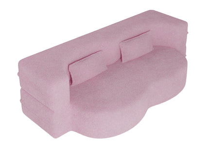 Modern Floor Sofa, With 2 Pillows, Convertible Teddy Fabric Foam Filled Bed