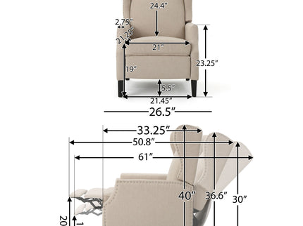 Westeros Wing Back Fabric Upholstered Recliner