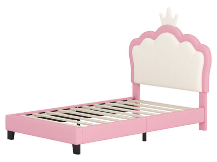 Upholstered Princess Platform Bed With Crown Headboard
