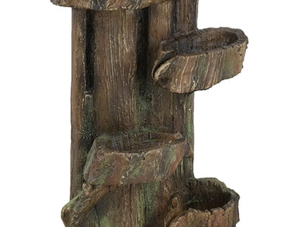 Rustic Decorative Tree Trunk 5 Tier Water Fountain, With Light And Pump, For Indoor And Outdoor - Brown