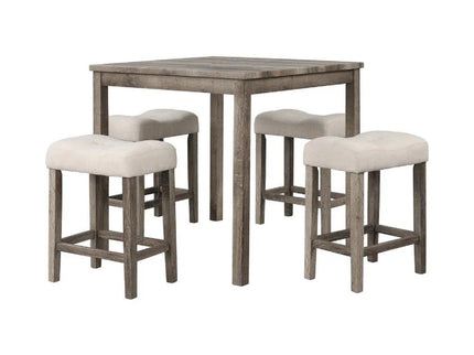 Transitional Counter Dining Set With 4 Tufted Stools