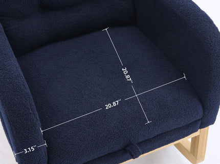 Ly-5104 - Accent Rocking Chair With Footrest & Storage Pocket For Living Room - Blue