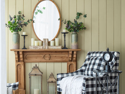 Oval Wall Mirror With Wood Frame, Farmhouse Wood Mirror For Bathroom Entryway Console Lean Against Wall - Brown