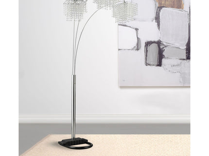 Bali - Shores Hanging Crystal Arc Floor Lamp Floor Lamp - Chrome