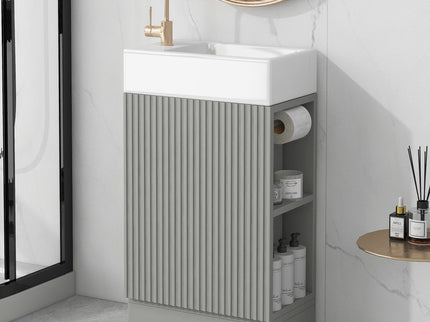 Modern Bathroom Vanity With Sink And 2 Tier Shelf