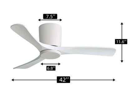 42" Flush Mount Ceiling Fan With 3 Blades, DC Reversible Motor