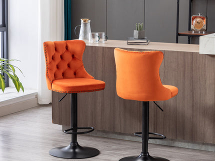 Swivel Barstools Adjusatble Seat Height, Modern Upholstered Bar Stools With Backs Comfortable Tufted For Home Pub And Kitchen Island (Set of 2)