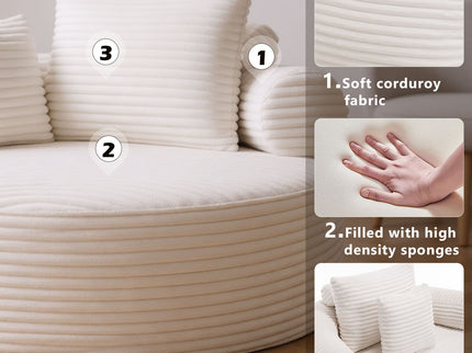 Round Sofa Bed With 3 Pillows For Living Room