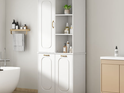 Freestanding Tall Storage Cabinet With 2 Tilt Out Hampers