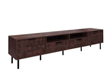 TV Stand For TVs Up To 85" With Closed Storage, Soft Closing Hinges, Living Room Entertainment Center - Walnut