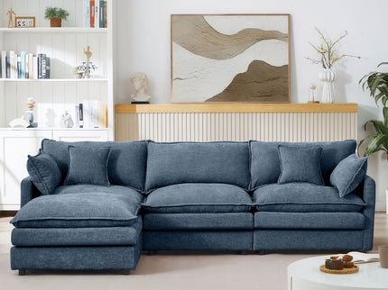 Modular L-Shaped Sectional Sofa With Movable Ottoman