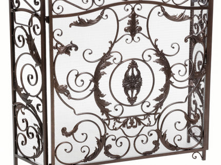 Mariella - Traditional Floral Iron Fireplace Screen With Ornate Design